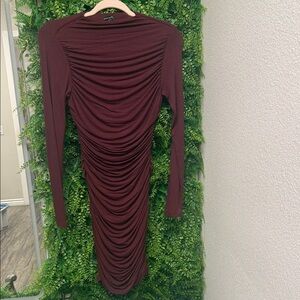 Naked Wardrobe Deep Red Long Sleeve Dress